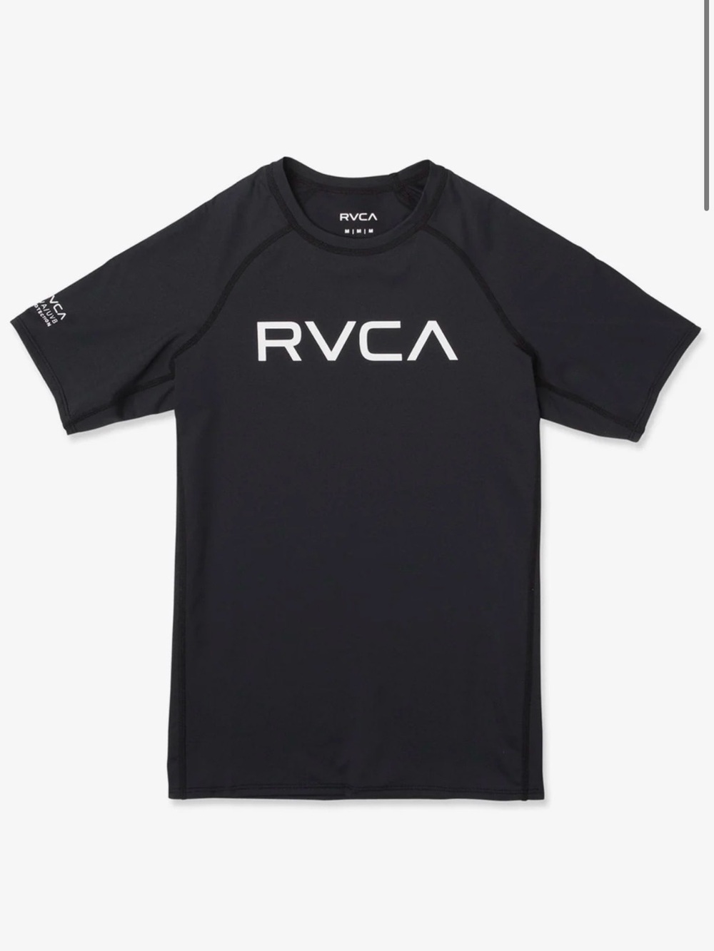 RVCA Black Short-Sleeve Logo Rash Guard Kids M